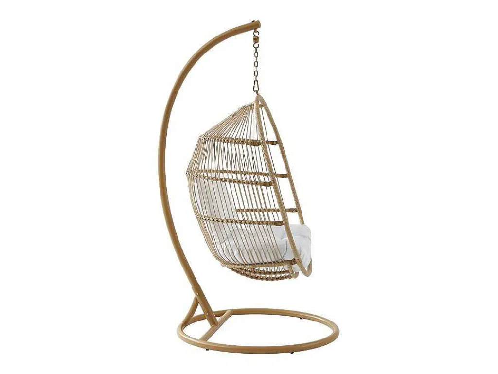 Hangfauteuil Van Gevlochten Hars En Touw - Licht Naturel Met Wit Kussen - Lucera Van-MYLIA Hot