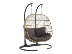 Hangfauteuil Voor 2 Personen Van Gevlochten Hars - Licht Naturel Met Antracietgrijs Kussen - Lissandra Van-MYLIA Best