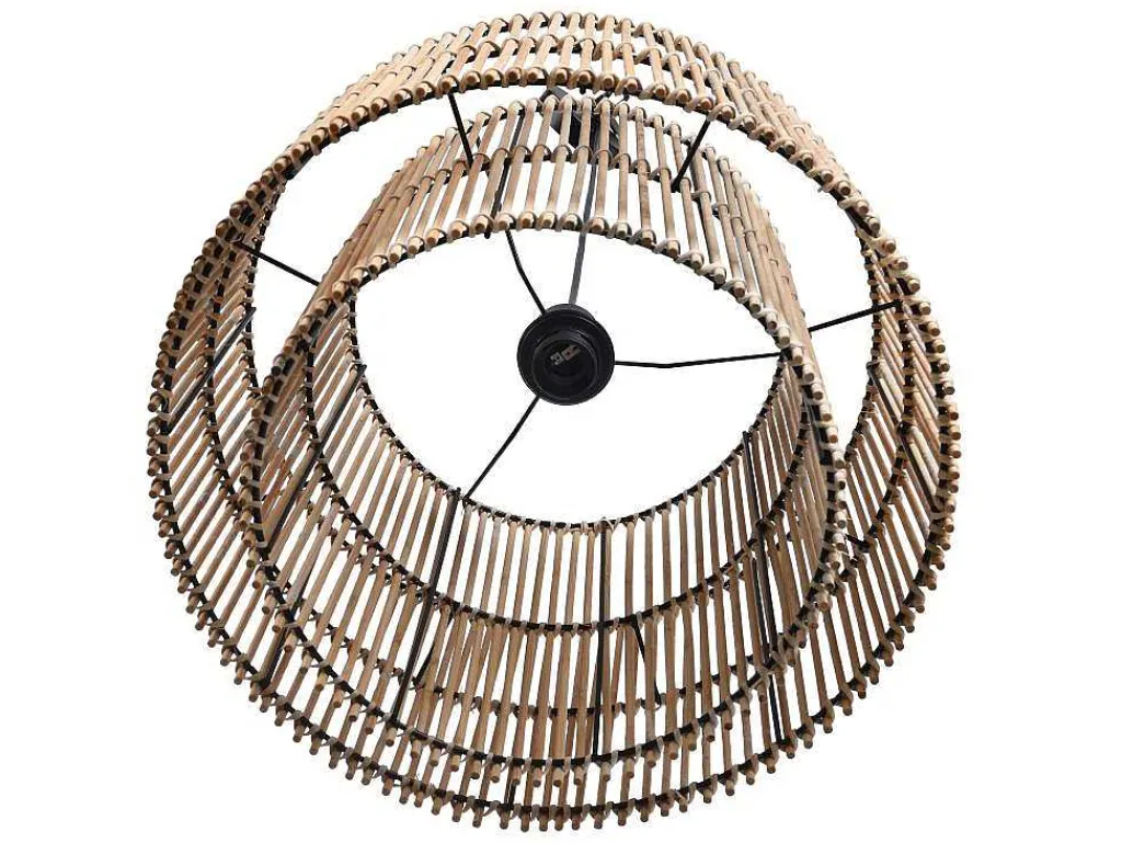 Hanglamp Etnische Stijl Van Bamboe En Zwart Metaal - D 40 X H 120 Cm - Parana-OZAIA