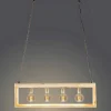 Hanglamp In Industriele Stijl Olius - Hout En Metaal - 4 Lampen - H31 X L100 Cm - Naturel En Zwart-OZAIA Online