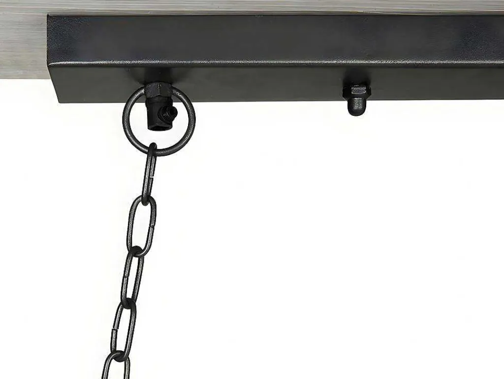 Hanglamp In Industriele Stijl Olius - Hout En Metaal - 4 Lampen - H31 X L100 Cm - Naturel En Zwart-OZAIA Online
