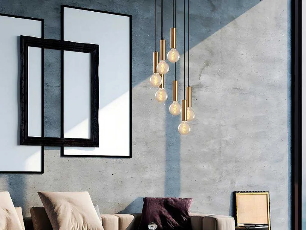 Hanglamp In Vintage-Stijl Met Verstelbare Hoogte - Metaal - H40-136 Cm - Goudkleurig - Josette-OZAIA Discount