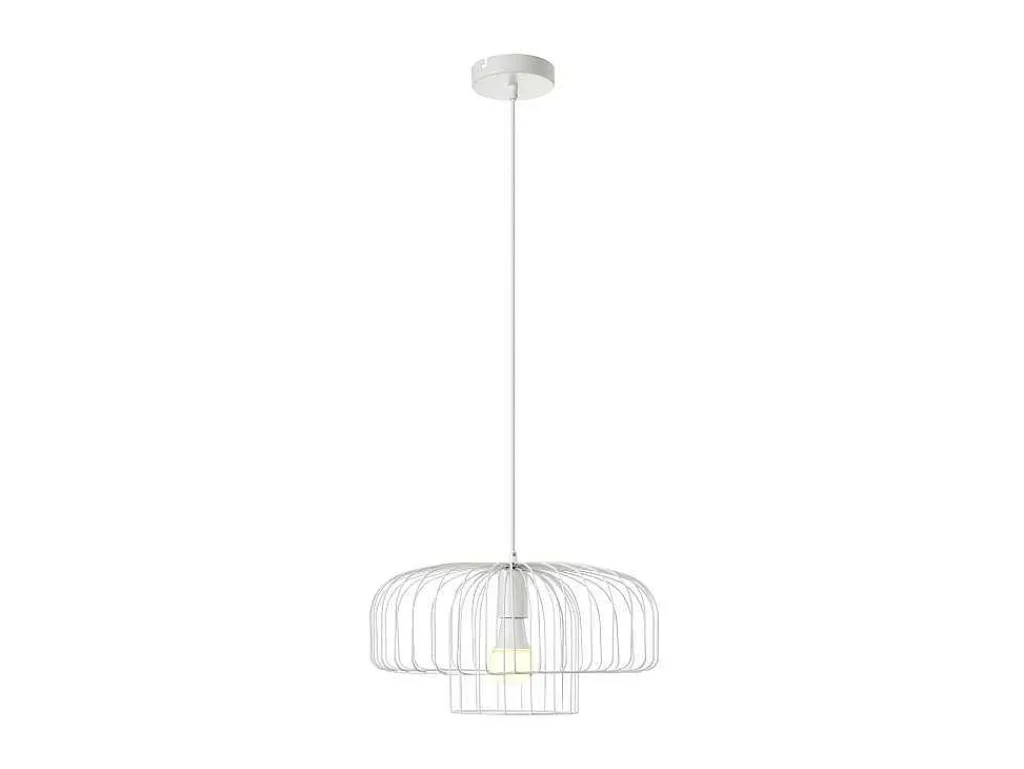 Hanglamp Met Draadstructuur Met Design-Stijl Van Metaal - D40 X H130 Cm - Wit - Andromaque-OZAIA Sale