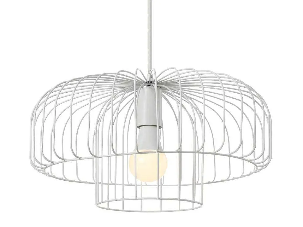 Hanglamp Met Draadstructuur Met Design-Stijl Van Metaal - D40 X H130 Cm - Wit - Andromaque-OZAIA Sale