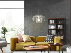 Hanglamp Met Draadstructuur Met Design-Stijl Van Metaal - D40 X H130 Cm - Wit - Andromaque-OZAIA Sale