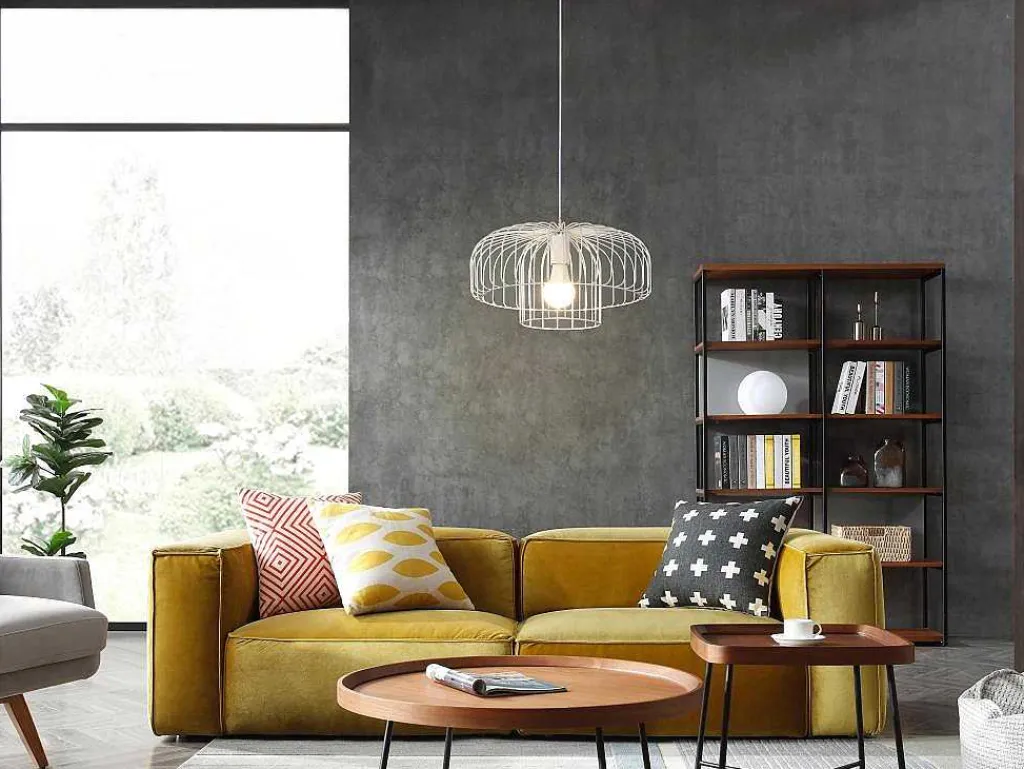 Hanglamp Met Draadstructuur Met Design-Stijl Van Metaal - D40 X H130 Cm - Wit - Andromaque-OZAIA Sale