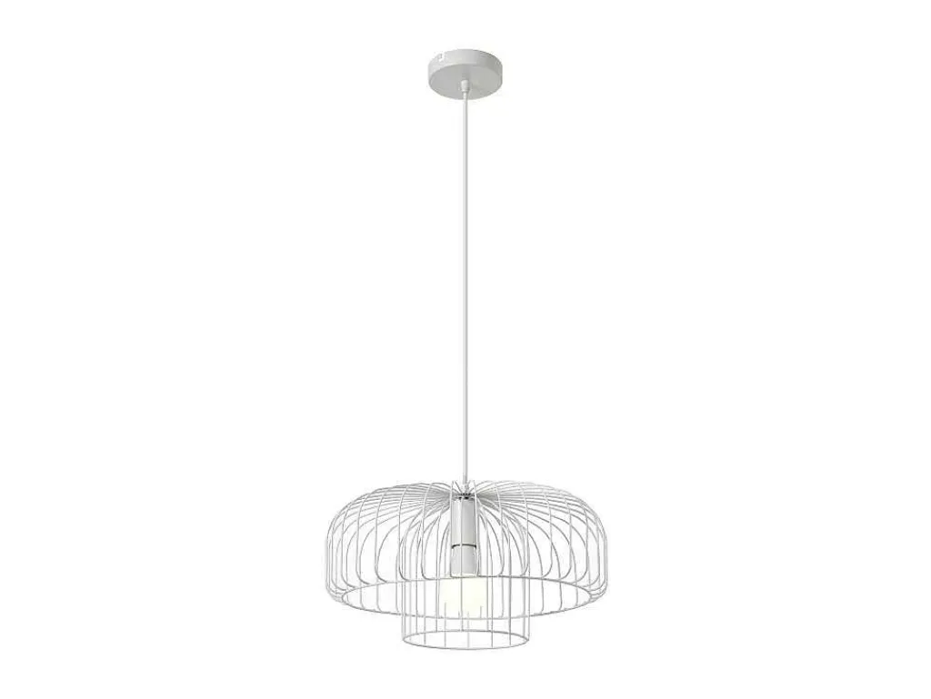 Hanglamp Met Draadstructuur Met Design-Stijl Van Metaal - D40 X H130 Cm - Wit - Andromaque-OZAIA Sale