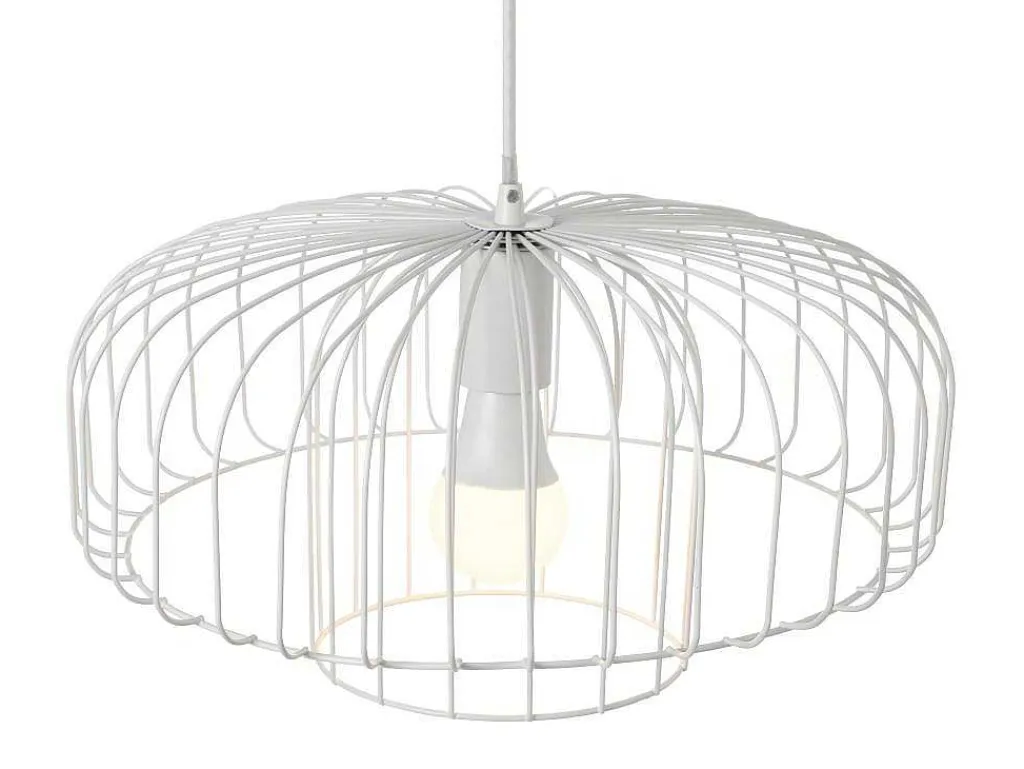 Hanglamp Met Draadstructuur Met Design-Stijl Van Metaal - D40 X H130 Cm - Wit - Andromaque-OZAIA Sale