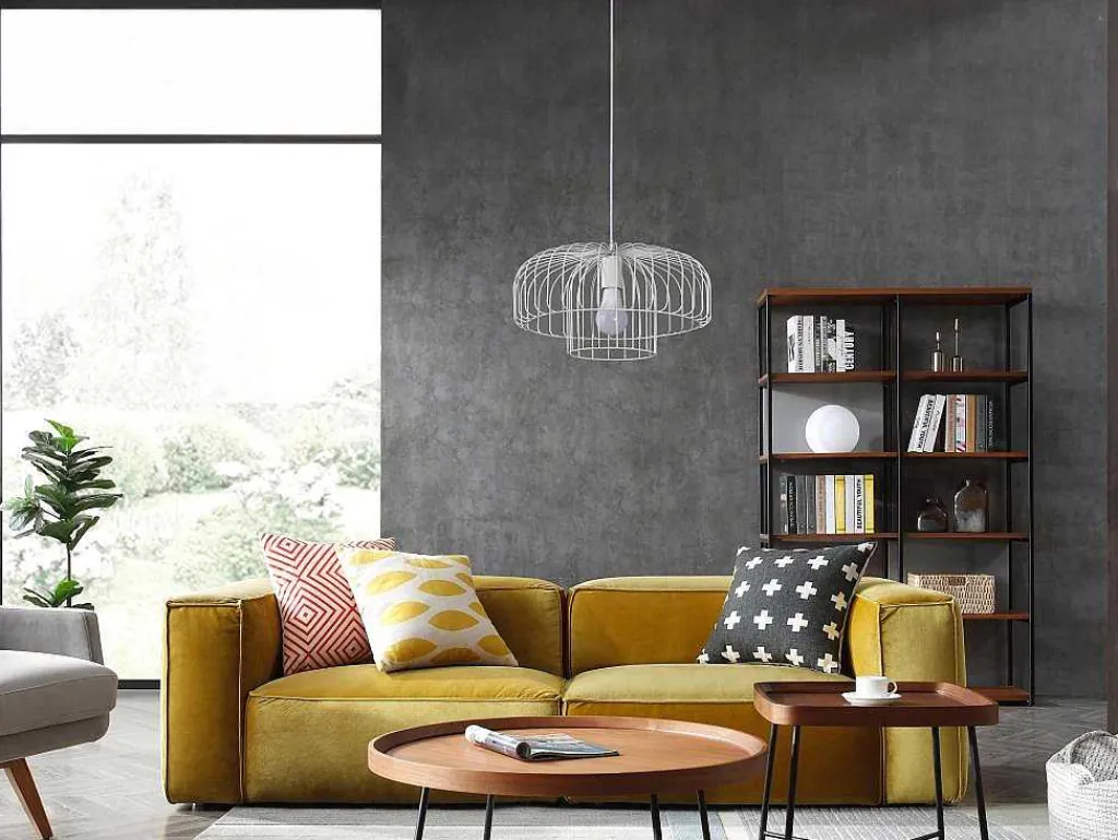 Hanglamp Met Draadstructuur Met Design-Stijl Van Metaal - D40 X H130 Cm - Wit - Andromaque-OZAIA Sale