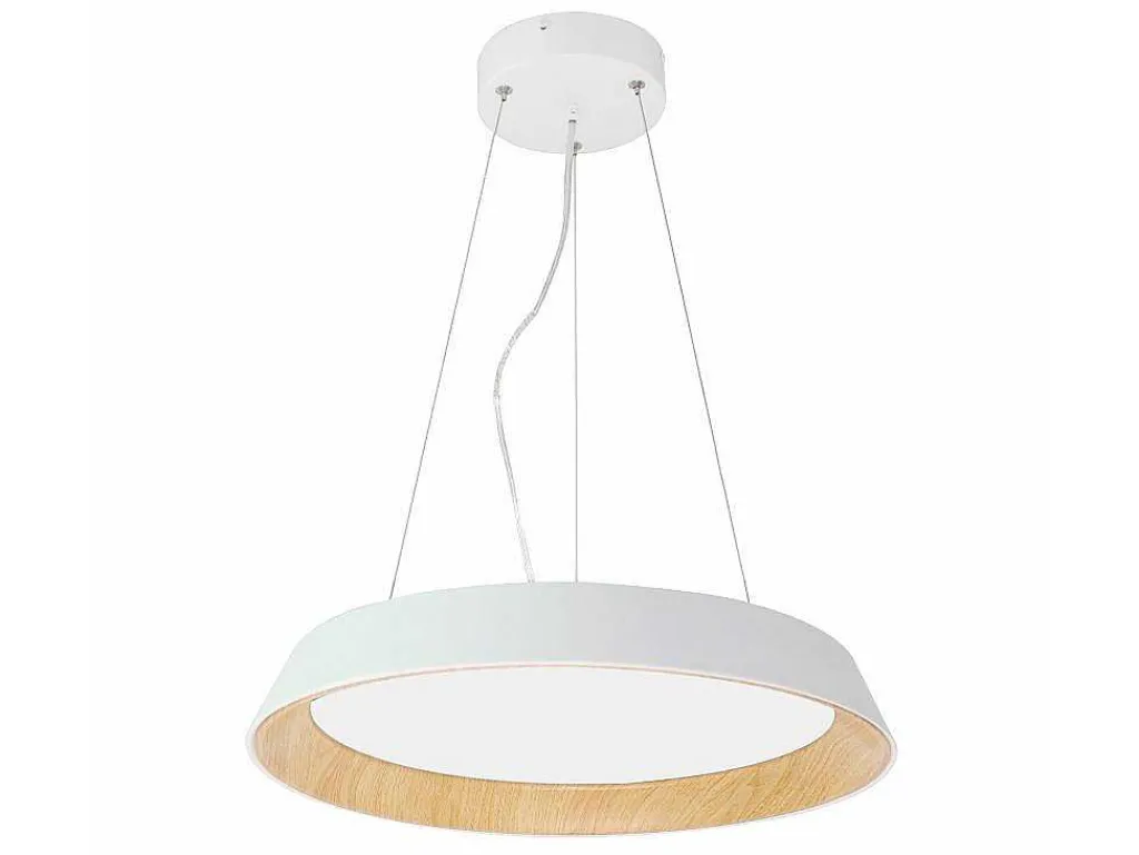 Hanglamp Met Ledverlichting Van Metaal En Aluminium - D45 Cm - Wit En Naturel - Derry-OZAIA Clearance
