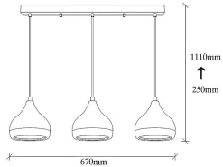 Hanglamp Met Verstelbare Hoogte Yildo - 3 Kappen - L67 X H25/111 Cm - Zwart En Koperkleurig-OZAIA New