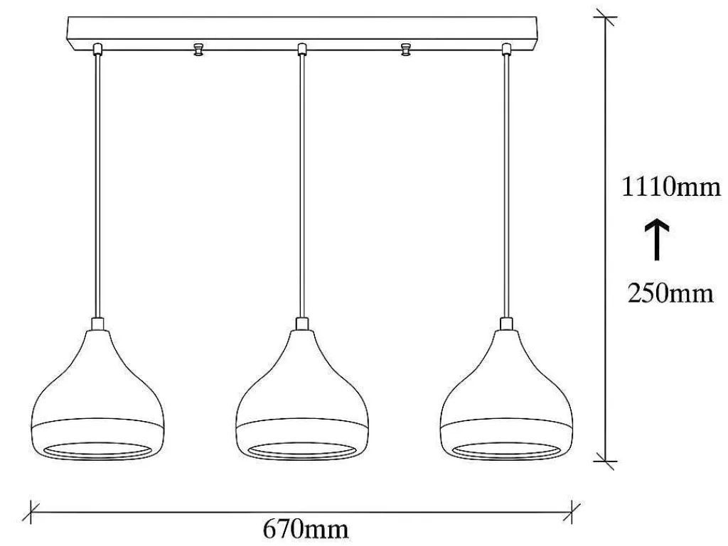 Hanglamp Met Verstelbare Hoogte Yildo - 3 Kappen - L67 X H25/111 Cm - Zwart En Koperkleurig-OZAIA New