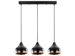 Hanglamp Met Verstelbare Hoogte Yildo - 3 Kappen - L67 X H25/111 Cm - Zwart En Koperkleurig-OZAIA New