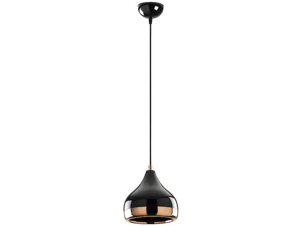 Hanglamp Met Verstelbare Hoogte Yildo - D17 X H25/112 Cm - Zwart En Koperkleurig-OZAIA Hot