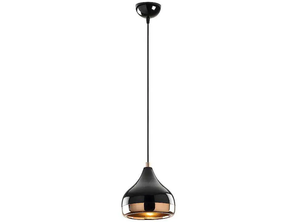 Hanglamp Met Verstelbare Hoogte Yildo - D17 X H25/112 Cm - Zwart En Koperkleurig-OZAIA Hot