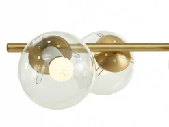 Hanglamp Van Geborsteld Messing En 6 Glazen Bollen - B128 Cm - Yukon-OZAIA New