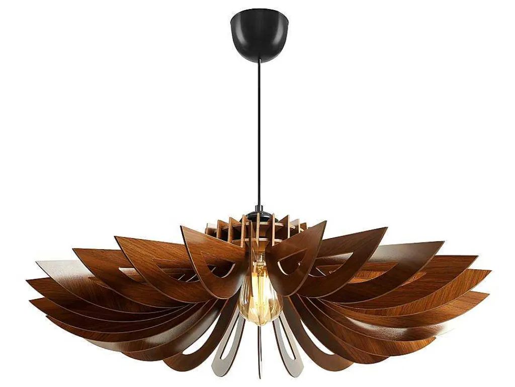 Hanglamp Van Mdf - D. 68 Cm X H. 50 Cm - Walnootkleur - Farita-OZAIA Hot