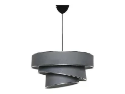 Hanglamp Van Stof En Metaal Met Aanpasbare Hoogte - D40 X H30-70 Cm - Antraciet En Zilverkleurig - Tairon-OZAIA Best