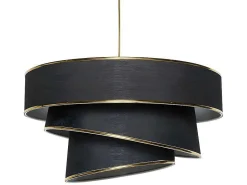 Hanglamp Van Stof En Metaal - D. 40 X H. 30 - 70 Cm - Zwart En Goudkleurig - Tairon-OZAIA Outlet