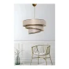 Hanglamp Van Stof En Metaal - D. 40 X H. 30 - 70 Cm - Taupe En Goudkleurig - Tairon-OZAIA Best