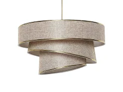 Hanglamp Van Stof En Metaal - D. 40 X H. 30 - 70 Cm - Taupe En Goudkleurig - Tairon-OZAIA Best