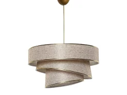 Hanglamp Van Stof En Metaal - D. 40 X H. 30 - 70 Cm - Taupe En Goudkleurig - Tairon-OZAIA Best