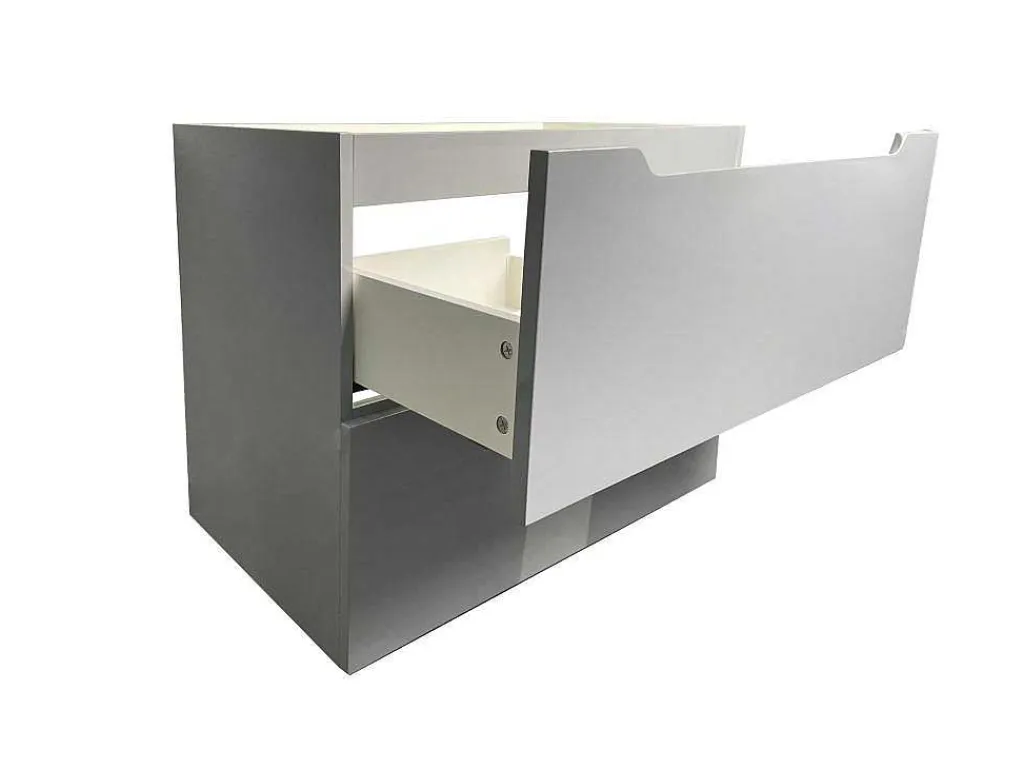Hangmeubel Enkele Wastafel Met Kolom - Grijs - 80 Cm - Stefanie-Vente-unique New