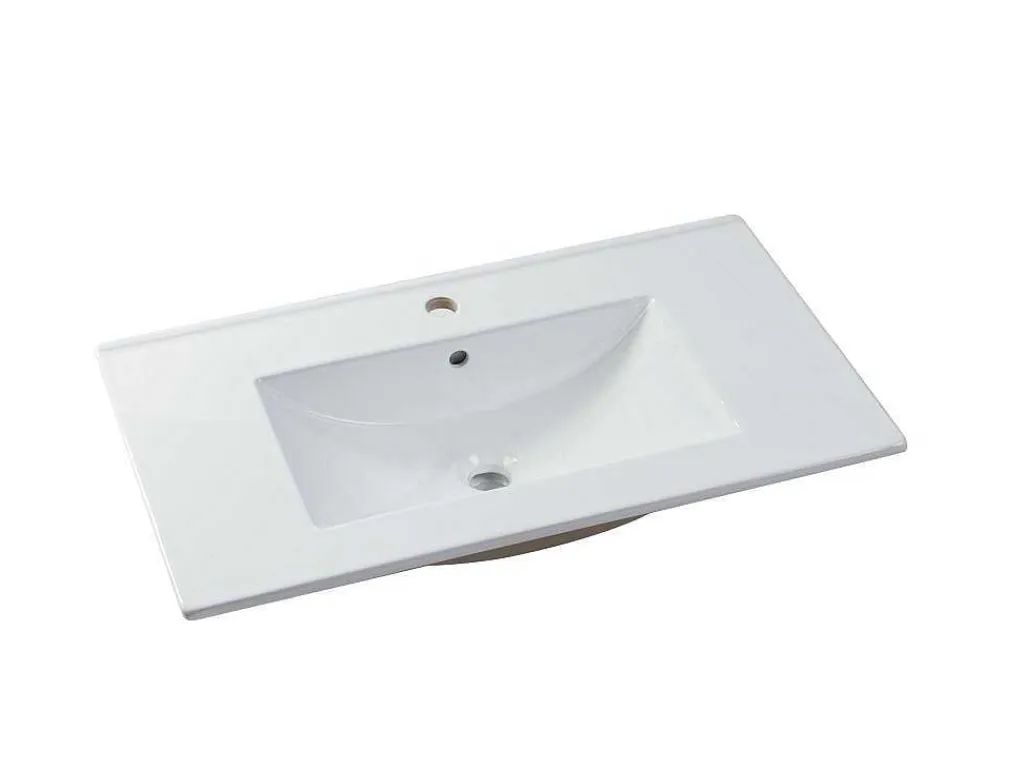 Hangmeubel Enkele Wastafel Met Kolom - Grijs - 80 Cm - Stefanie-Vente-unique New