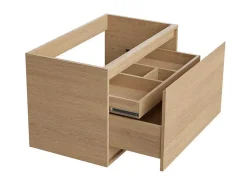 Hangmeubel Voor Badkamer Met Inbouwwastafel - Eikenfineer - 80 Cm - Mesliva-Vente-unique Clearance