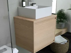 Hangmeubel Voor Badkamer Met Wastafel Om Erop Te Plaatsen - Eikenfineer - 60 Cm - Mesliva-Vente-unique Clearance
