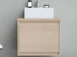 Hangmeubel Voor Badkamer Met Wastafel Om Erop Te Plaatsen - Eikenfineer - 60 Cm - Mesliva-Vente-unique Clearance