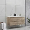 Hangmeubel Voor Badkamer Met Inbouwwastafel - Licht Naturel - 120 Cm - Quadra-Vente-unique Discount