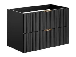 Hangmeubel Voor Badkamer Met Strepen Met Inbouwwastafel - Zwart - 80 Cm - Zevara-Vente-unique Discount