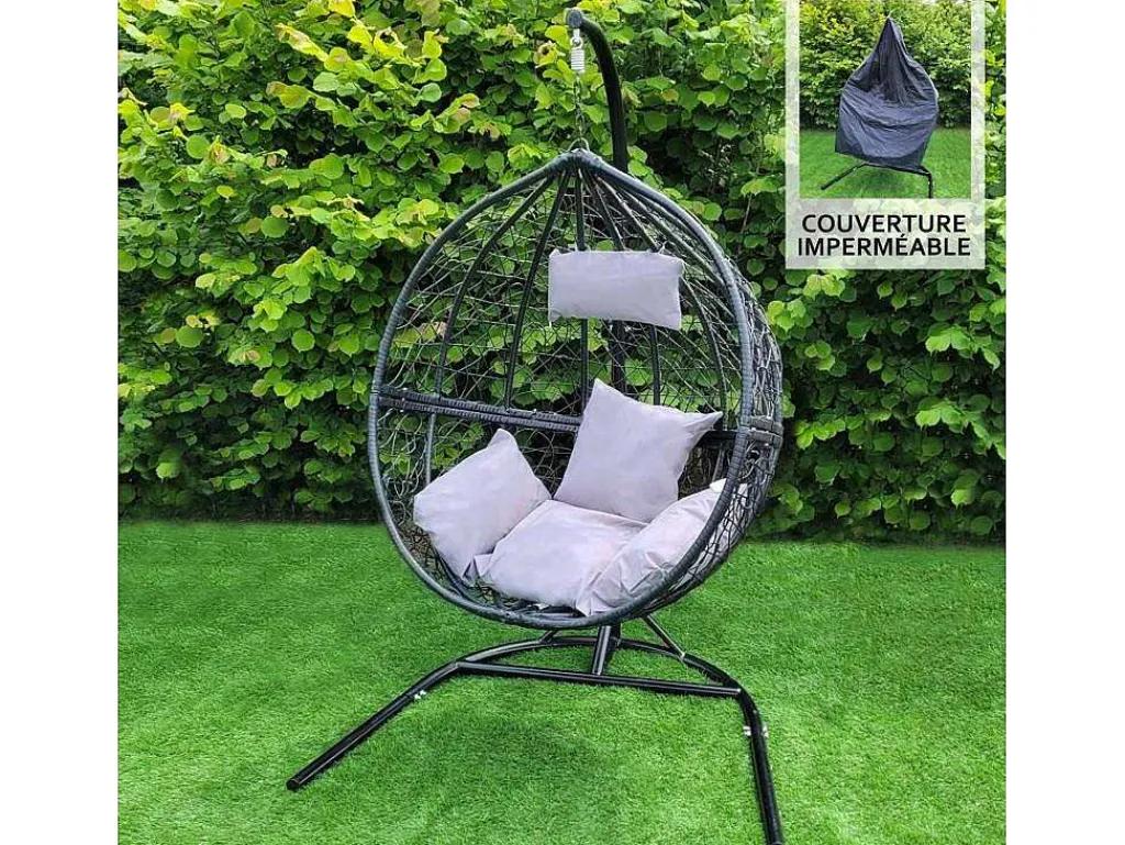 Hangstoel Egg Chair - Zwart - Max: 150 Kg-Monstershop Clearance