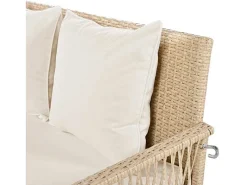 Hangstoel In Geweven Hars - Tuinschommel - 2 Plaatsen - Met Kussens - Beige-ModernLuxe Best
