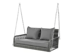 Hangstoel In Geweven Hars - Tuinschommel - 2 Plaatsen - Met Kussens - Grijs-ModernLuxe Sale