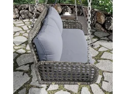 Hangstoel Van 240 Cm In Pe Rotan - 2 Plaatsen - Inclusief Kussens - Grijs-Vente-unique Best