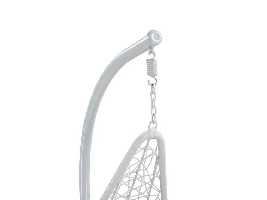 Hangstoel Van Gevlochten Hars - Wit Met Grijs Kussen - Orosi-MYLIA Sale