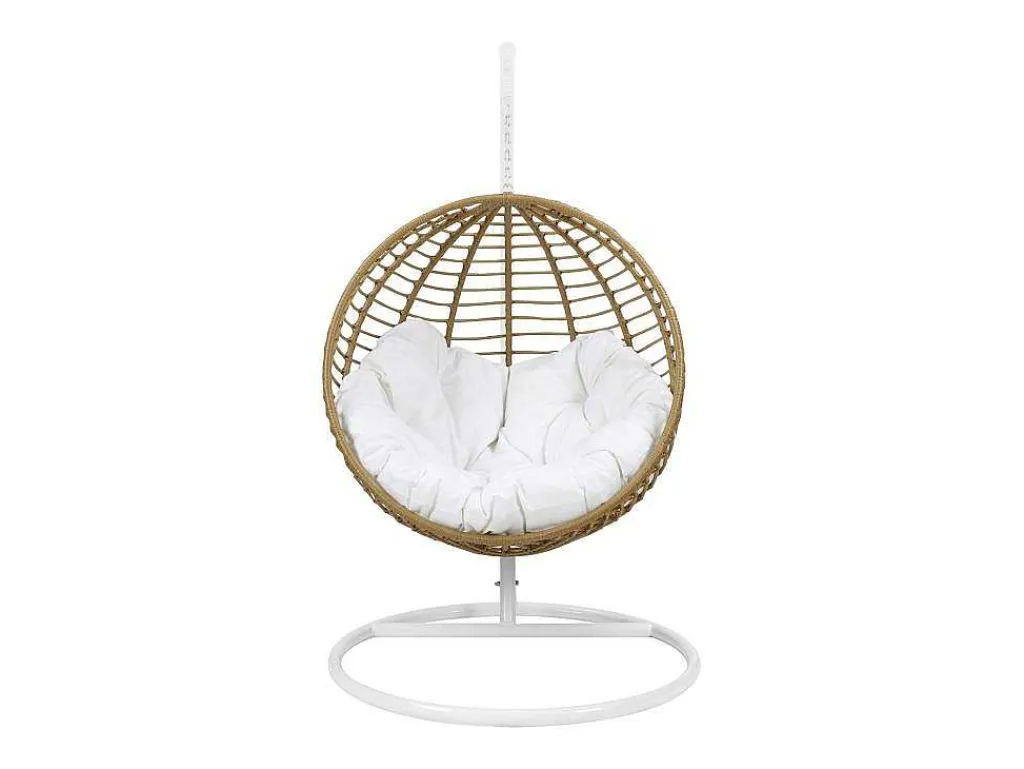 Hangstoel Van Gevlochten Hars - Beige Met Wit Kussen - Bontoc-MYLIA Sale