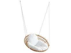 Hangstoel Van Gevlochten Hars - Rotaneffect Met Witte Kussen - Elioa-MYLIA Clearance