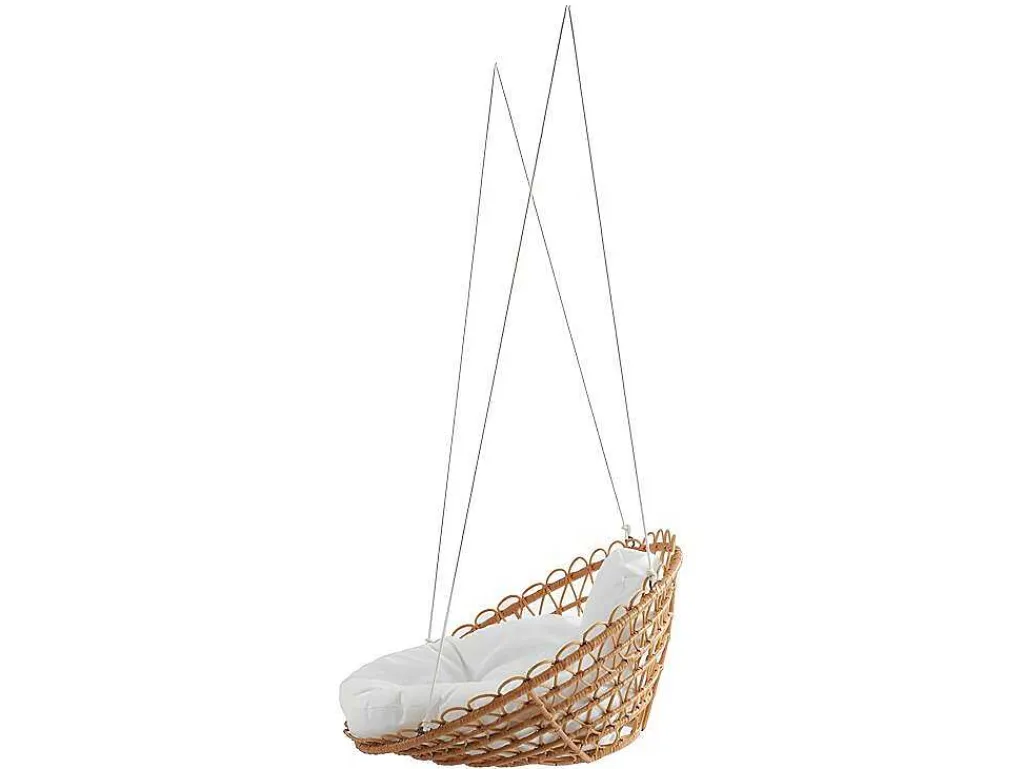 Hangstoel Van Gevlochten Hars - Rotaneffect Met Witte Kussen - Elioa-MYLIA Clearance