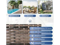 Hemel Tuinbed 2 Tot 4 Plaatsen - Grijs Rotan En Beige Deurgordijn - Inclusief Kussens - Voor Buiten-Vente-unique Online