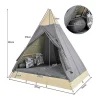 Hemel Tuinbed 2 Tot 4 Plaatsen - Beige Rotan En Grijs Deurgordijn - Inclusief Kussens - Voor Buiten-Vente-unique Best