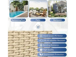 Hemel Tuinbed 2 Tot 4 Plaatsen - Beige Rotan En Grijs Deurgordijn - Inclusief Kussens - Voor Buiten-Vente-unique Best