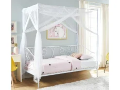 Hemelbed Vivian - 90X200 Cm - Wit-Vente-unique Sale