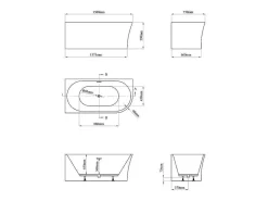 Hoekbad - 201 L - 150 X 75 X 59 Cm - Wit - Acryl - Hoek Links - Ponticola-Shower & Design New