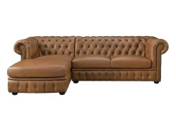 Hoekbank Chesterfield Brenton 100% Buffelleer - Hoek Links - Vintage Caramel-LINEA SOFA Best