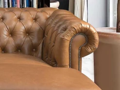 Hoekbank Chesterfield Brenton 100% Buffelleer - Hoek Links - Vintage Caramel-LINEA SOFA Best