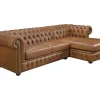 Hoekbank Chesterfield Brenton 100% Buffelleer - Hoek Rechts - Vintage Caramel-LINEA SOFA New