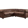 Hoekbank Chesterfield Van Microvezel Met Verouderde Look-Vente-unique